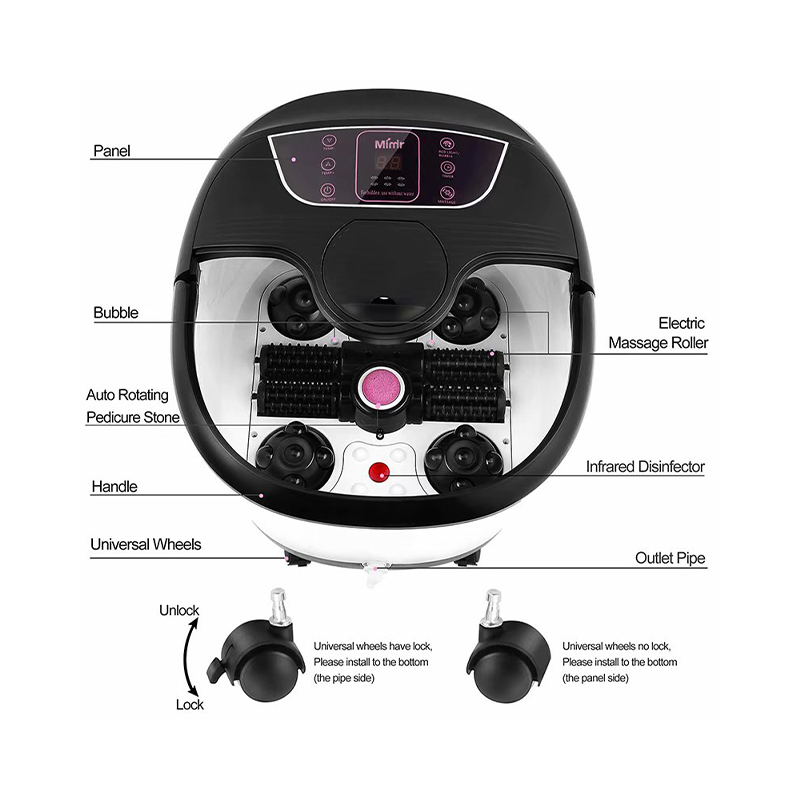 MM-18C Massager Folctha Spa Crúibe Uathoibríoch Le Rollóirí Massage 8pcs Agus Cloch Pumice